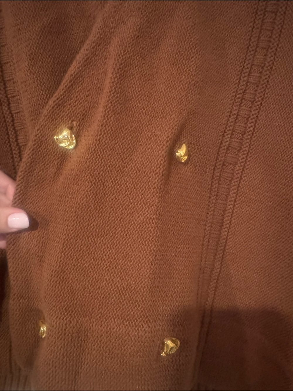 Brown V-Neck Button Cardigan Sweater - Picture 4 of 7